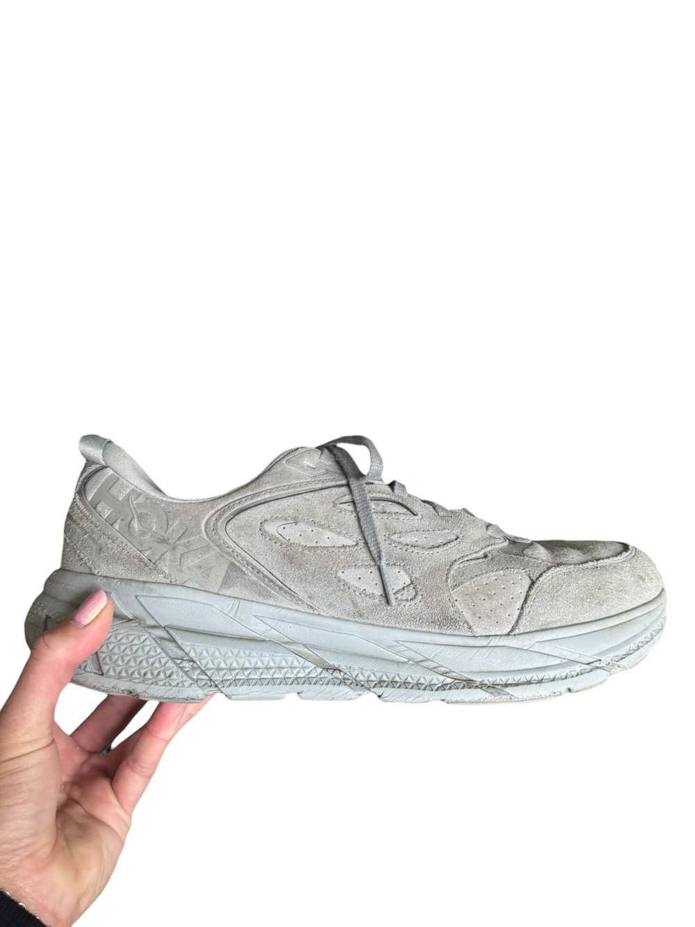 HOKA Clifton L Suede Triple Moonrock Gray Sneakers Men’s 13 / Women’s 14